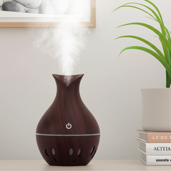 Aroma Air Humidifier | USB Ultrasonic 130ML Diffuser Dark Brown Wood Grain LED Night Light | Aromatherapy