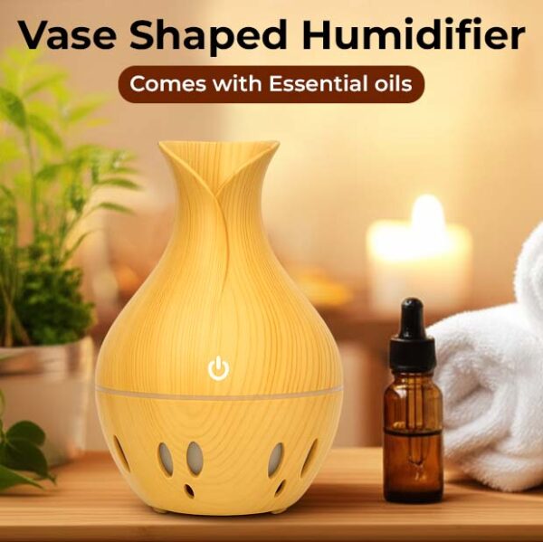 Aroma Air Humidifier | USB Ultrasonic 130ML Diffuser Light Brown Wood Grain LED Night Light | Aromatherapy - Image 4