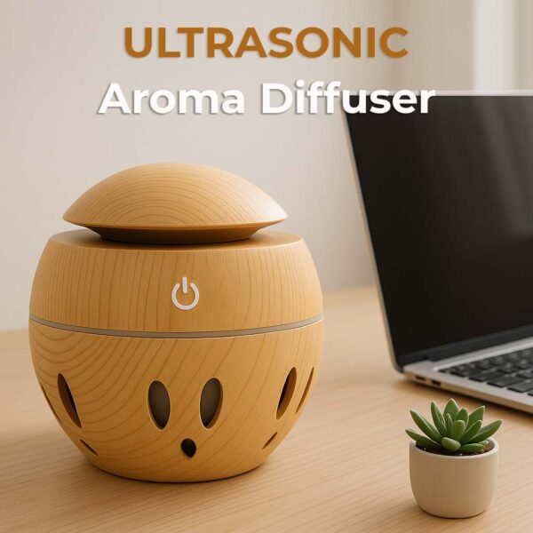 130ML Air Humidifier Ultrasonic USB Aroma Diffuser Wood Grain LED Night Light Electric Essential Oil Diffuser - Image 4