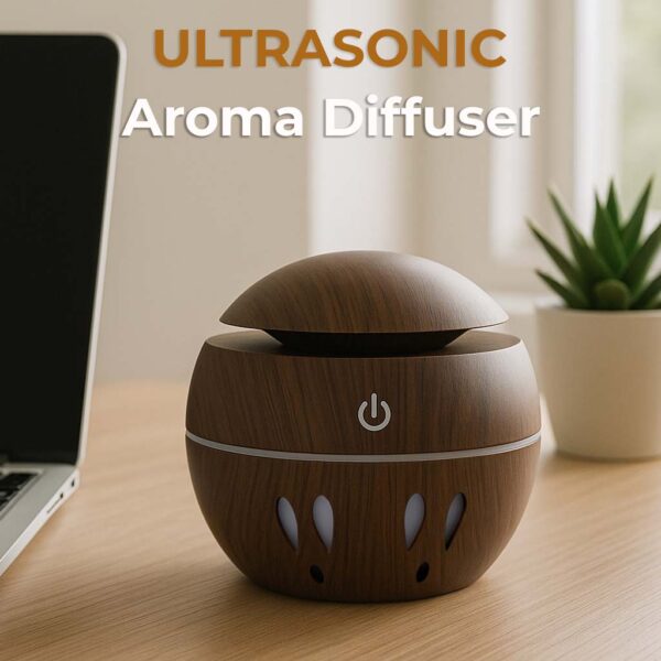 130ML Air Humidifier Ultrasonic USB Aroma Diffuser Wood Grain LED Night Light Electric Essential Oil Diffuser - Image 4
